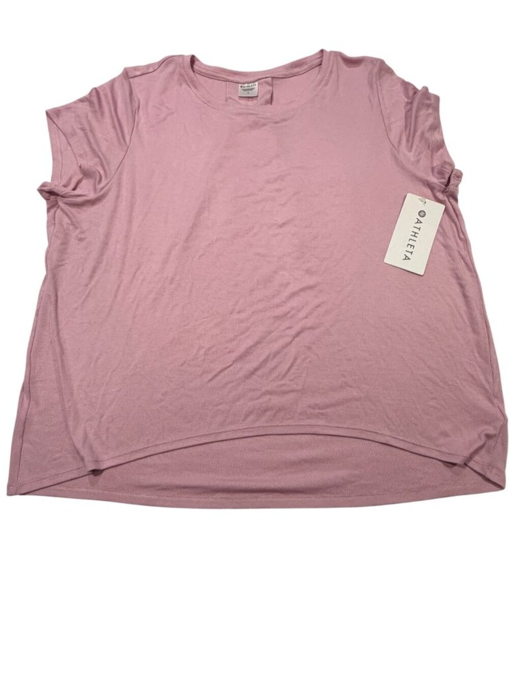 NWT Athleta With Ease Rib Tee Lightweight Breathable Modal Blend Pink Large
